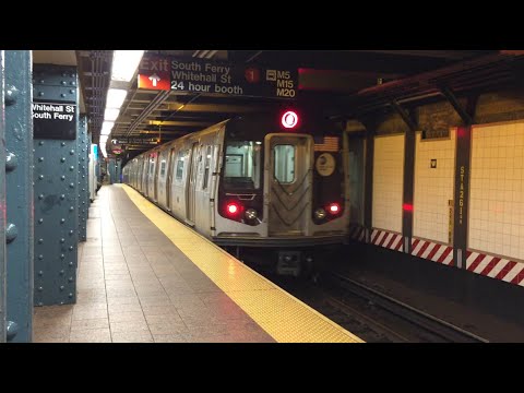 R160B Q Train - Alstom/Siemens Propulsion Mix Departing Whitehall St ...