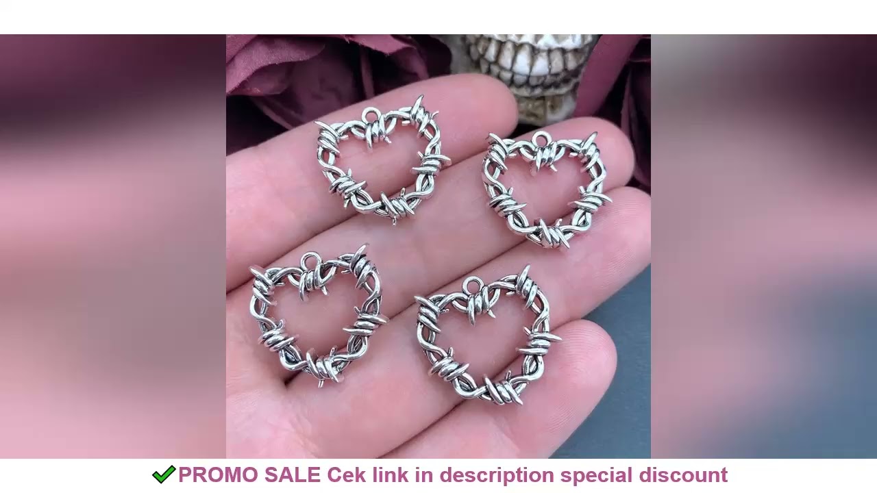 6pcs 23*24mm Thorns Heart Charms Barbed Wire Heart Charm Pendant Designer Charms For Jewelry Making
