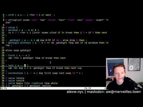 Advent of Code 2023 Day 1 in Forth (Dusk OS) - YouTube