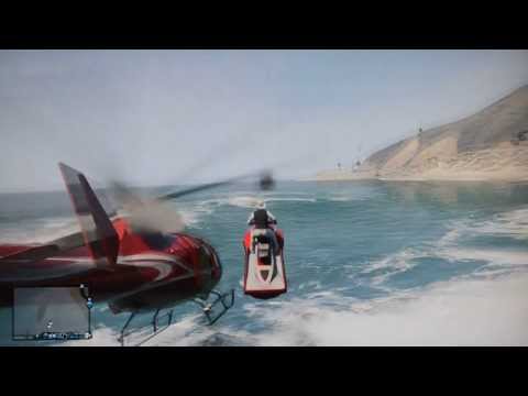 Helicopter Crashes trying to Crash a Jet Ski! GTA Game Night 2
