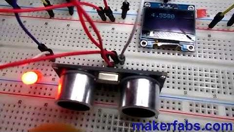Maduino UNO OLED Ultrasonic Range Finder and Visuino