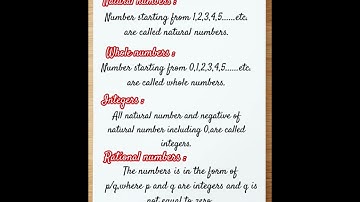 NATURAL NUMBER|| WHOLE NUMBER|| INTEGER ||RATIONAL NUMBER||