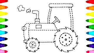 Tractor 🚜 Drawing, Painting and Coloring for Kids and Toddlers | Draw Tractor