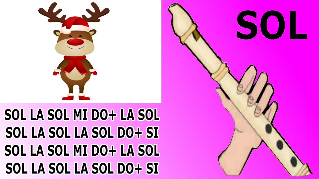 Rodolfo, el reno, flauta dulce fácil, tutorial con animación, Rudolph