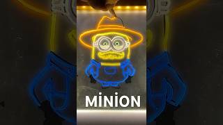 Drawing Neon COWBOY MINION! 🤠💛 #shorts#neonart #minions