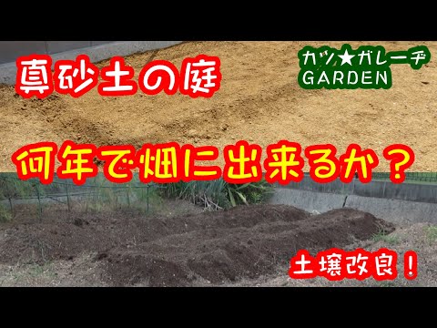 真砂土（花崗土）の庭を土壌改良で家庭菜園の土を作るにはどのくらい年数がかかるのか？「カツ★ガレーヂGARDEN03」