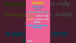 Meaning Of Furtive Synonyms Antonyms Sentences English Vocabulary