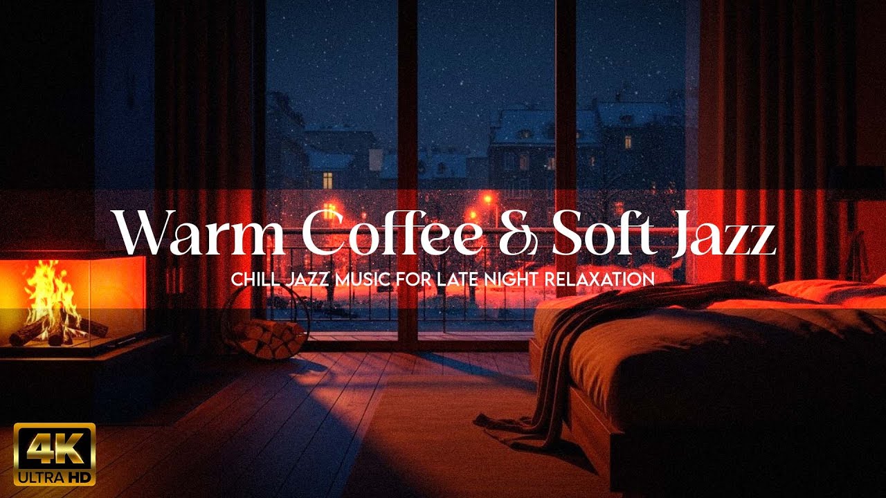 Late Night Jazz ❄️ POV Room Ambience | Snowfall Outside the Window