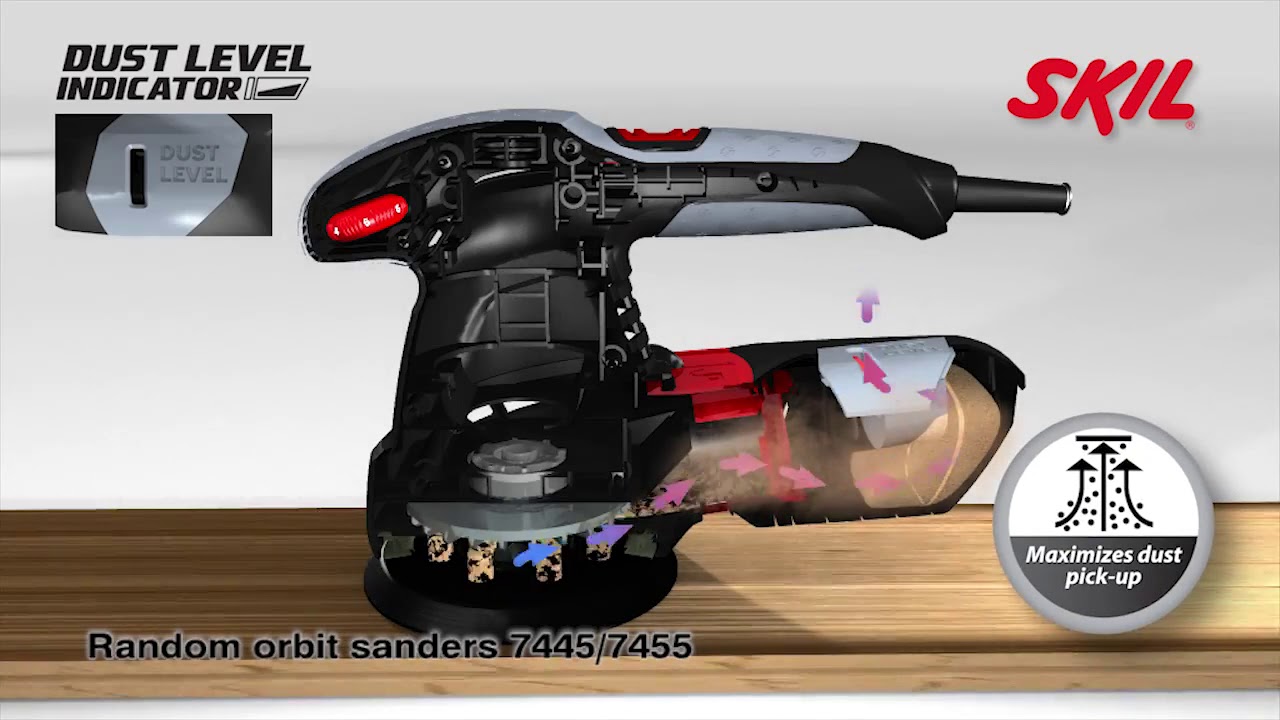 Skil 7445 7455 Random orbital sander   Clean sanding with 'Dust Level Indicator' 720p