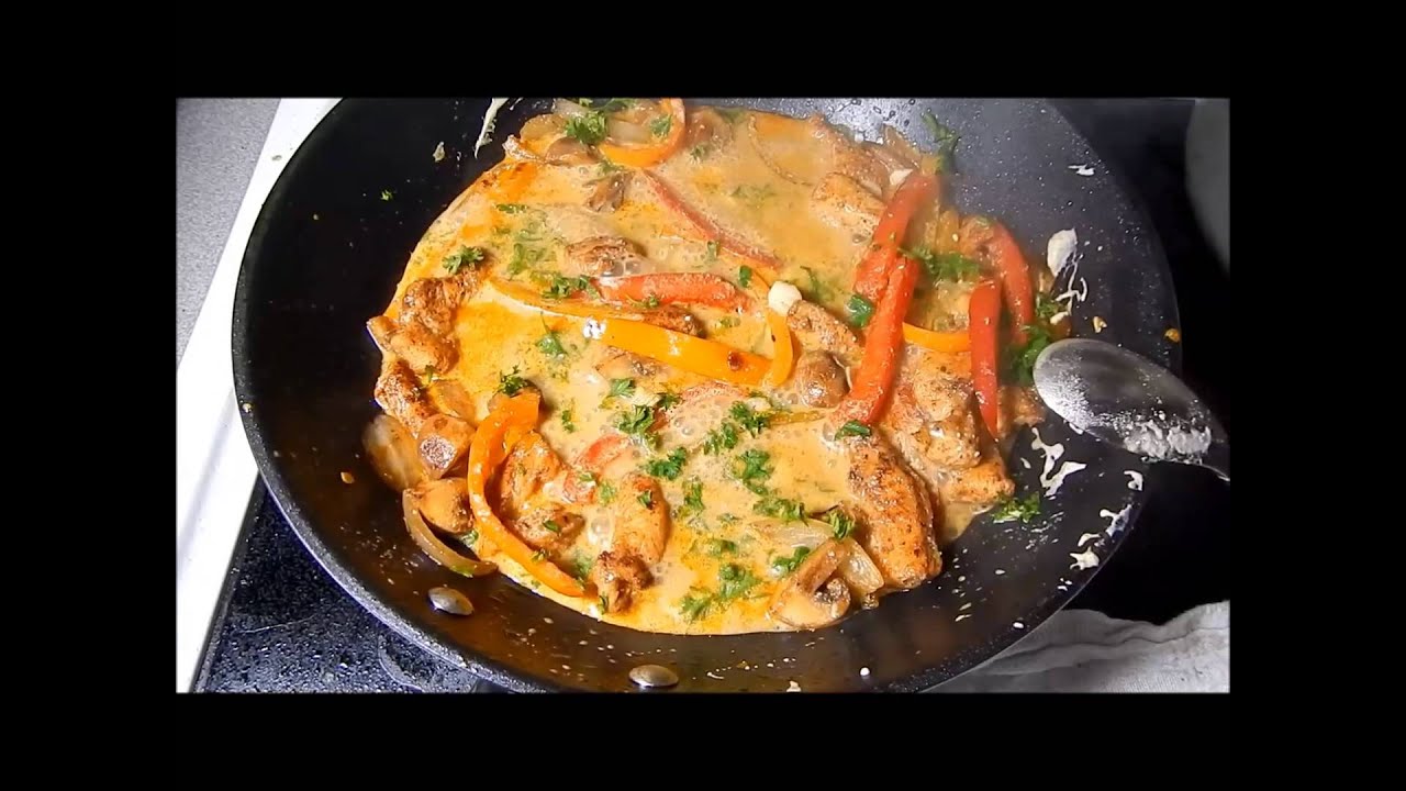 white rice, chicken w/white wine sauce. YouTube