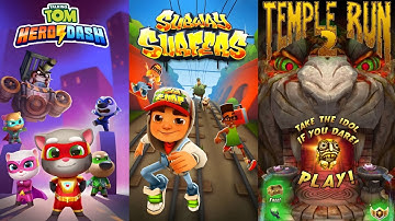 Best Endless Runner Games Talking Tom Hero Dash, Subway Surfers & Temple Run 2 Gameplay