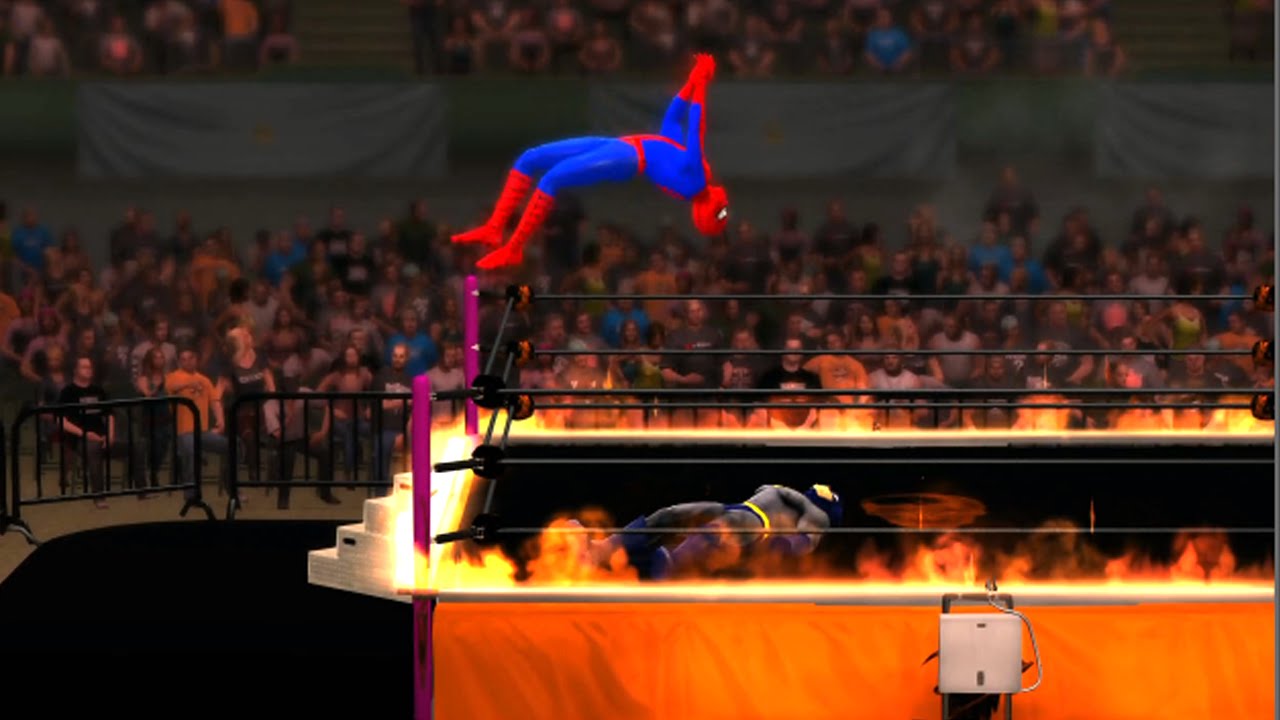 Spider-Man vs Batman - WWE 2K15 ( FIRE MATCH)