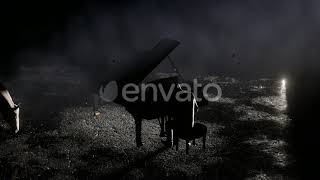 Man Playing the Piano While It Is Pouring Rain | Motion Graphics - Envato elements