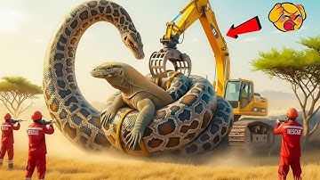Brave Heroes Save Greedy Monitor Lizard from Dangerous Giant Mutant Python’s Attack🐉🚒