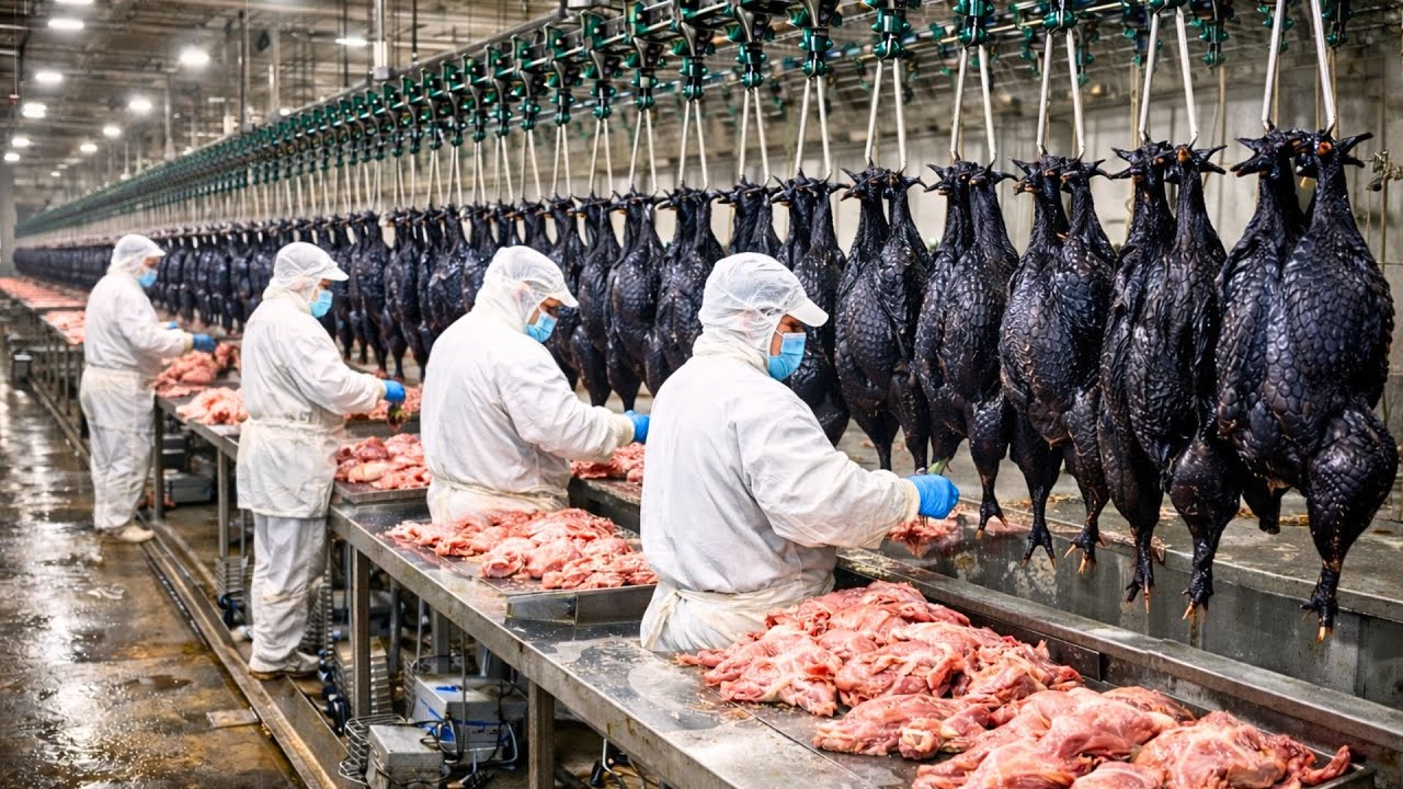 Inside the World’s Largest Black Chicken Farms | Egg Collection and Meat Processing