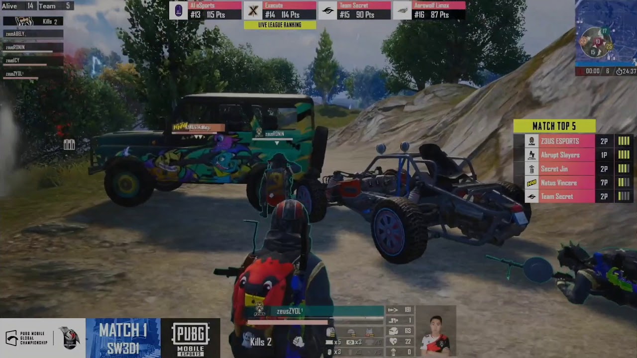 ASL gets 5 kills Chicken Dinner in Erangle PMGC Super Weekend 3 D1M1 Abrupt Slayers Global Champ