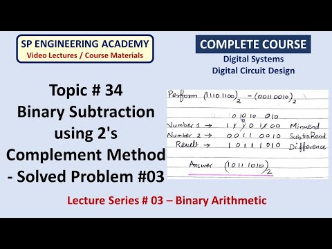 34 Binary Subtraction using 2's Complement Method   Solved Problem #03