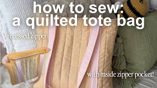 QUILTED TOTE BAG TUTORIAL (WITH ZIPPER CLOSURE) ⭐️🧵✂️ Easy & Beginner Friendly (step-by-step)