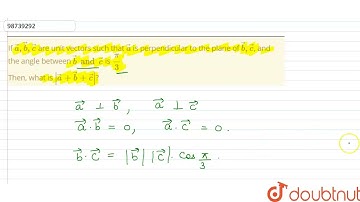 If vec(a) , vec(b), vec(c) are unit vectors such that vec(a) is perpendicular to the plane of ve...