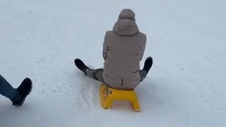 Sledding Collision Fun: Hilarious Crash Caught on Camera! || WooGlobe