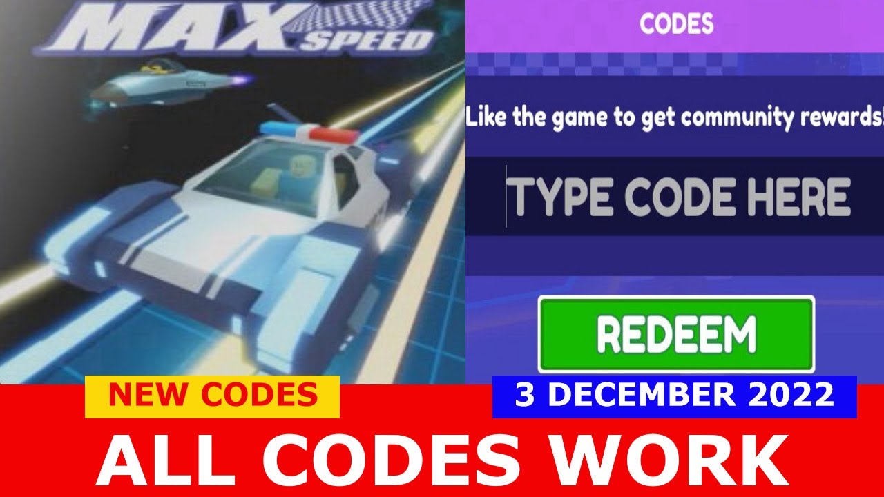 Max Speed Roblox redeem codes 2022 new, Max Speed Roblox codes new