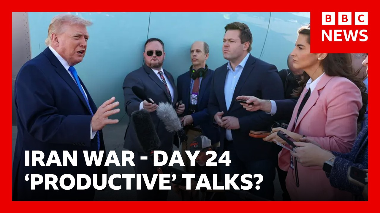 Trump says US and Tehran have held talks on day 24 of Iran war | BBC News