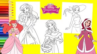 Coloring Princess Tiana Ariel & Belle - Disney Princess Coloring Book
