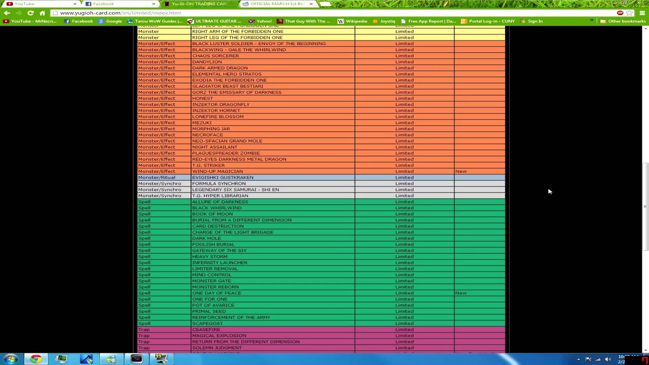 Yugioh- Official March 2013 Banlist
