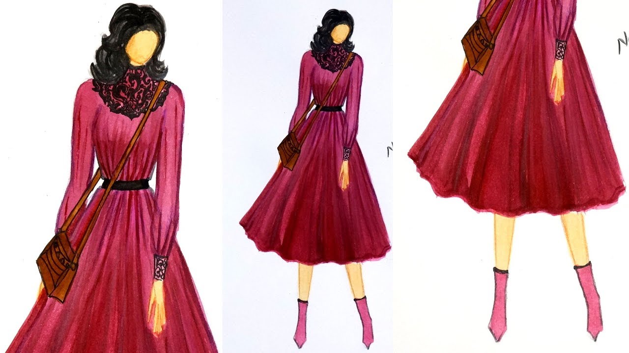 Beautful Dresses Drawing ; How to draw beautiful dress 