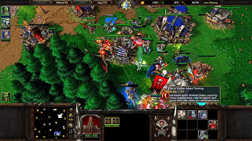 1 orc vs 3 random insane computer AI in Warcraft 3 Frozen Throne on Twisted Meadows