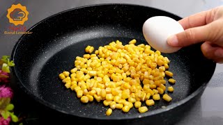 Pour 4 eggs on the sweetcorn and you' ll be amazed at the result! Simple, fast and delicious!