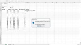Projectile Spreadsheet