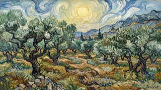 Art Screensaver TV Wallpapers | Van Gogh Style Olive Grove Under a Hazy Sun 🌿☀️ screenshot 5