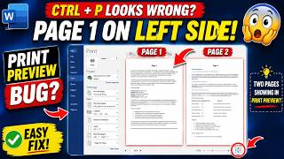 Microsoft Word Print Preview Showing 2 Pages? Page 1 on Left Side Fix