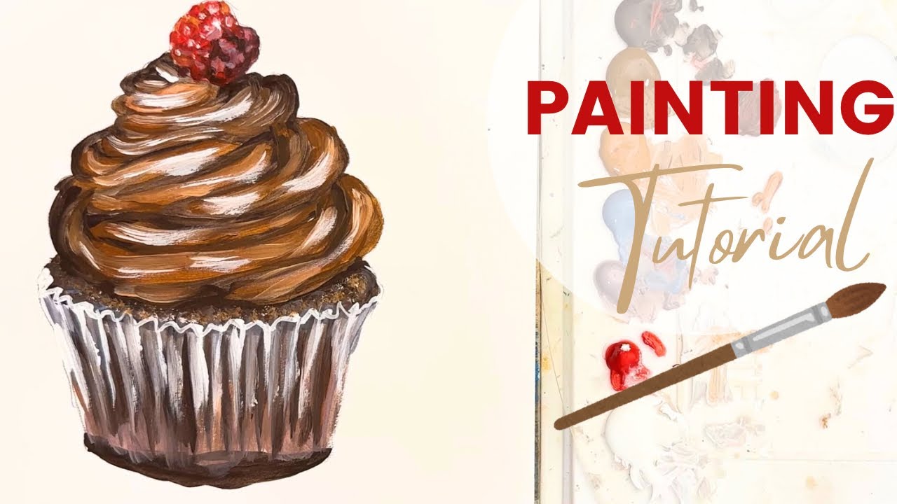 How to Paint a Chocolate Cupcake With Acrylic Paints Step by Step Painting Tutorial 