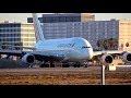 Two Close-up Airbus A380-800 Departures from LAX | Lufthansa &amp; Air France