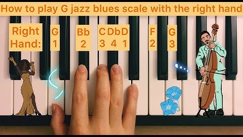 Piano Lesson 98: How to play G jazz blues scale with the right hand (14 times play along) tutorial