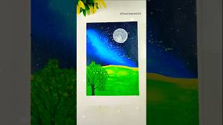 Simple Night Time Scenery Drawing With Oil Pastels 🌃🎨✍️ #art #drawing #shorts