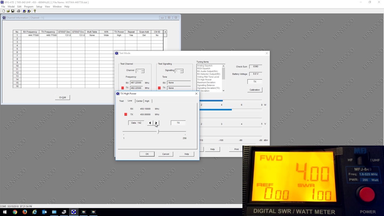 Kenwood TKR-840 Repeater RF Power Adjustment