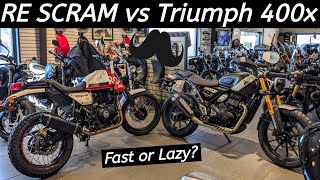 Newest Triumph Scrambler 400x vs Old RE Scram 411  Two Great Bikes  Wahoo!