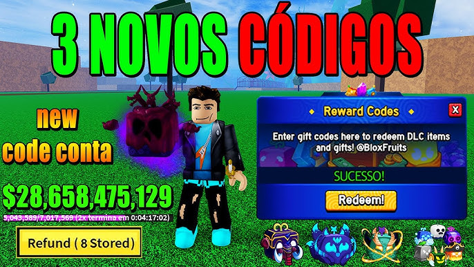 SAIU!! 3 NOVOS CÓDIGO DO ADM DE RESET STATUS, 2X EXP E FRUTAS GRATIS NO BLOX  FRUITS 