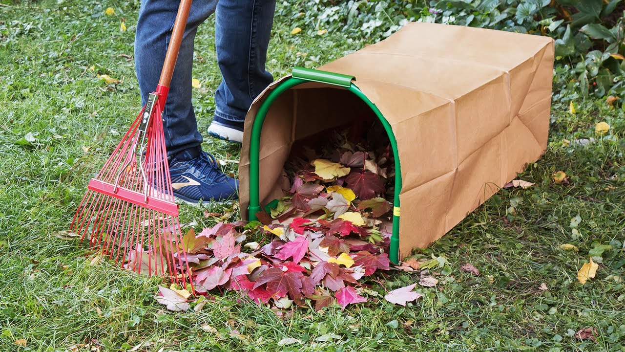 Leaf Gulp Lawn Bag Holder with Stakes YouTube