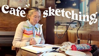 Artist sketching at a busy cafe in downtown Toronto! ✍️ //Cafe Hop Diaries Ep3 ☕️