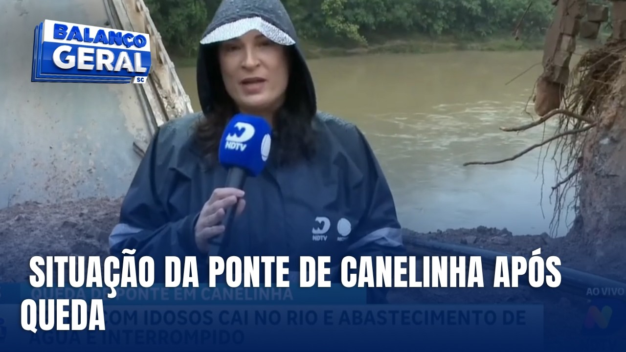 Ponte que desabou em Canelinha deixa idosa ferida