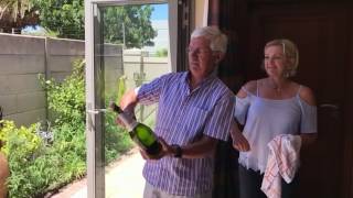 Exploding champagne bottle