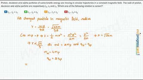 Proton, deuteron and alpha particles of same kinetic energy