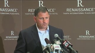 RAW VIDEO: Former Tampa Bay Buccaneers coach Greg Schiano reacts to being fired