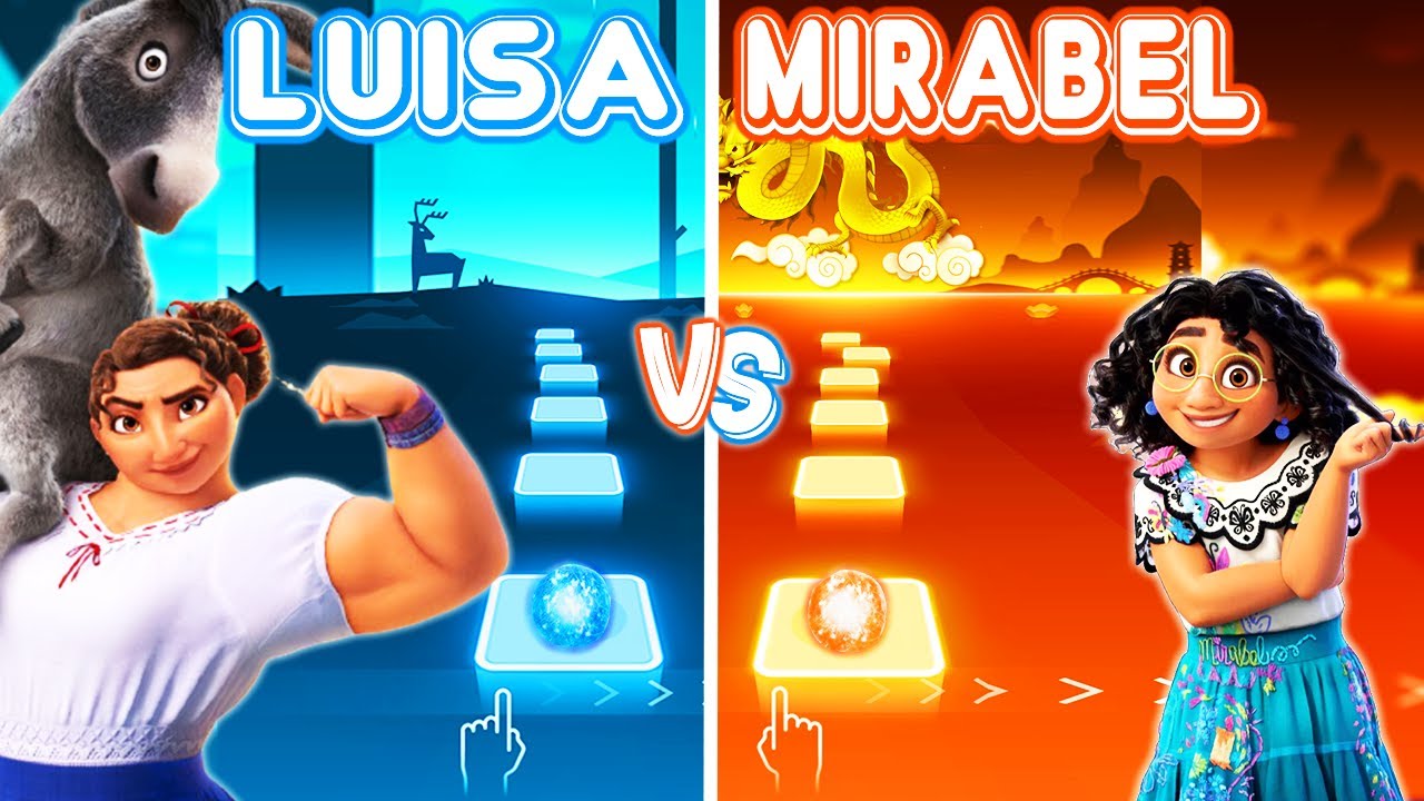 Encanto Luisa Vs Mirabel | We Don't Talk About Bruno, Surface Pressure - Tiles Hop EDM Rush!