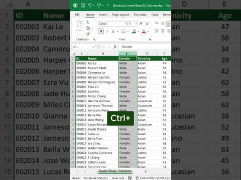 Insert Rows/Columns in Excel #Shortcut