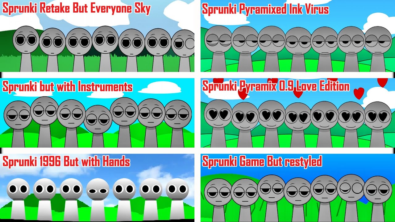 Mix all together Sprunki Retake But Everyone Sky vs Sprunki Pyramixed Ink Virus vs Sprunki but wi...